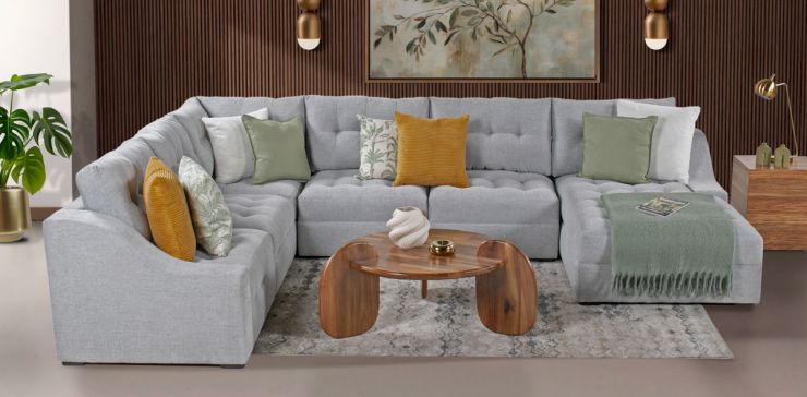 Sala Modular Derecha Zonet Gris 6 Piezas 