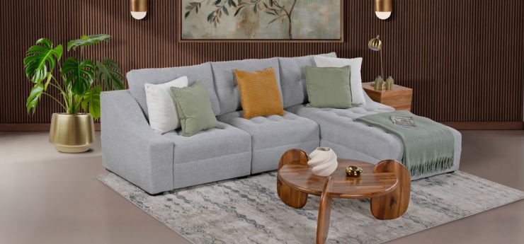 Sala Modular Derecha Zonet Gris 3 Piezas