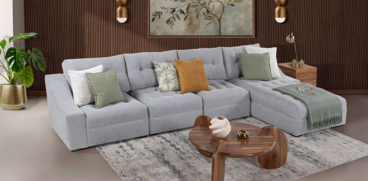 Sala Modular Derecha Zonet Gris 4 Piezas