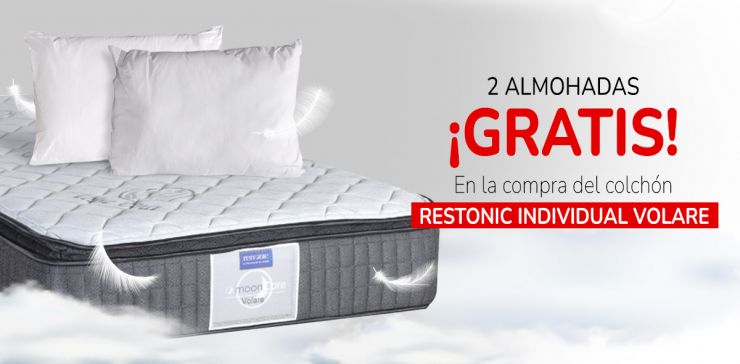 Restonic Gratis 2 Almohadas Volare Colchón Individual