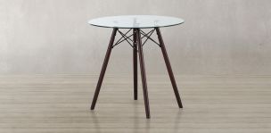 Mesa Comedor Redonda de Cristal 80 cm Oslo Café