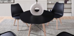 Mesa Comedor Redondo 80 cm Oslo Negro
