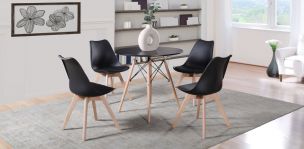 Comedor Oslo Negro con 4 Sillas Frankfurt Negro