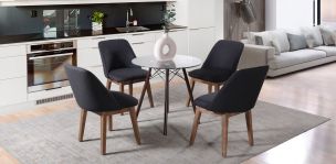 Comedor Redondo Oslo Café y 4 Sillas Olaf Gris Oxford