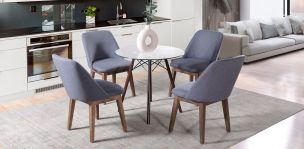 Comedor Redondo Oslo Café y 4 Sillas Olaf Gris