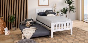 Cama Individual Elena Blanco con Cama Baja Alondra