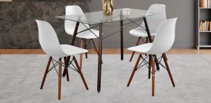 Comedor Rectangular 120 x 70 cm Atlas Café y 4 Sillas Blanco