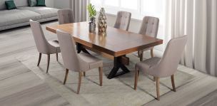 Comedor Rectangular Estocolmo con 6 Sillas Atenea Café