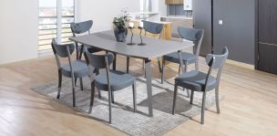 Comedor Rectangular Freyser Gris con 6 Sillas