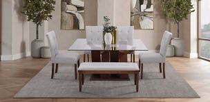 Comedor Góndola con 4 Sillas y Banca Beige