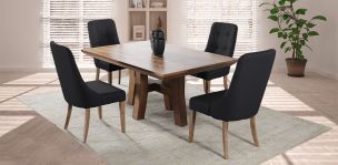 Comedor Kansas con 4 Sillas Atenea Gris Oxford