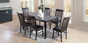 Comedor Rectangular Kardian Negro con 6 Sillas