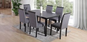 Comedor Rectangular Kardian Negro con 6 Sillas Carla