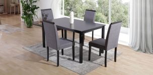 Comedor Rectangular Kardian Negro con 4 Sillas Carla