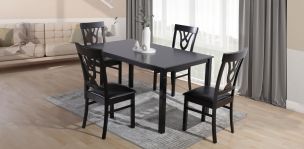 Comedor Rectangular Kardian Negro con 6 Sillas Glory