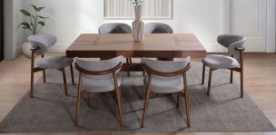 Comedor Rectangular de 180 cm Lynnea Café con 6 Sillas Gris