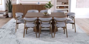 Comedor Rectangular 240 x 120 cm Lynnea con 8 Sillas Gris