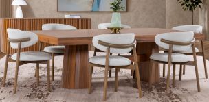 Comedor Rectangular 240 x 120 cm Lynnea con 6 Sillas Beige