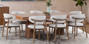 Comedor Rectangular 240 x 120 cm Lynnea con 8 Sillas Beige