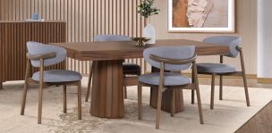 Comedor Rectangular 180 x 100 cm Lynnea con 4 Sillas Gris