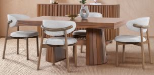 Comedor Rectangular 180 x 100 cm Lynnea con 4 Sillas Beige