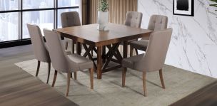 Comedor Mika con 6 Sillas Atenea Café