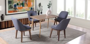 Comedor Rectangular Murcia Café y 4 Sillas Olaf Gris