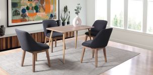 Comedor Rectangular Murcia Café y 4 Sillas Olaf Gris Oxford