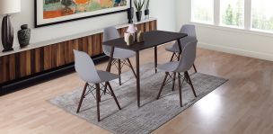 Comedor Rectangular Murcia Café Oscuro y 4 Sillas Atlas Gris