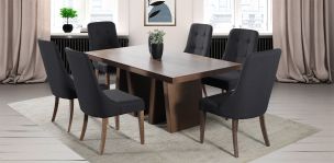 Comedor Rectangular 180 cm Odette New con 6 Sillas Atenea Gris Oxford