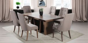 Comedor Rectangular 180 cm Odette New con 6 Sillas Atenea Café