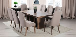 Comedor 180 cm Odette con 8 Sillas Atenea Café