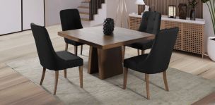 Comedor Cuadrado Odette New con 4 Sillas Atenea Gris Oxford