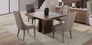 Comedor Cuadrado Odette New con 4 Sillas Atenea Café