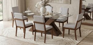 Comedor 180 x 110 cm Pehthouse con 6 Sillas Cretta Blanco