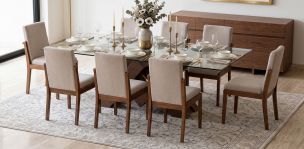 Comedor 220 x 120 cm Pehthouse con 8 Sillas Cretta Beige