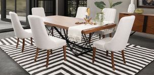 Comedor Rectangular 240 cm Piastri con 6 Sillas Beige