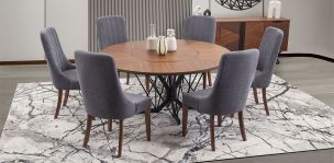 Comedor Redondo 160 cm Piastri con 6 Sillas Gris