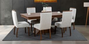 Comedor Rocella con 6 Sillas Beige