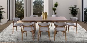 Comedor Rectangular 240 cm Nogal Spezza con 8 Sillas Lynnea