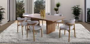 Comedor Rectangular 240 cm Nogal Spezza con 6 Sillas Lynnea
