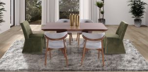 Comedor Rectangular de 180 cm Nogal Spezza con 4 Sillas Lynnea y 2 Sillas Lynnea
