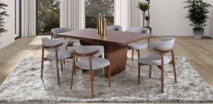 Comedor Rectangular de 180 cm Nogal Spezza con 6 Sillas Lynnea