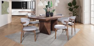 Comedor Rectangular de 180 cm Nogal Spezza con 6 Sillas Lynnea