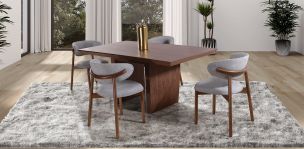 Comedor Rectangular de 180 cm Nogal Spezza con 4 Sillas Lynnea