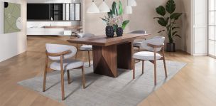 Comedor Rectangular de 180 cm Nogal Spezza con 4 Sillas Lynnea