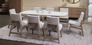 Comedor Tirsa Casa Anahi con 8 Sillas Blanco/Gris 