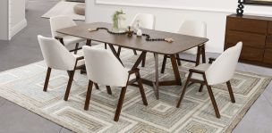 Comedor Rectangular Valenza con 6 Sillas Beige