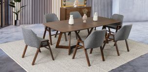 Comedor Rectangular Valenza con 6 Sillas Gris