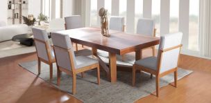 Comedor Rectangular 240 cm Zeus con 6 Sillas Beige